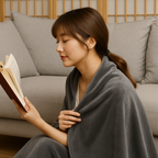 Melo USB heated flannel blanket used as a portable electric warming throw.