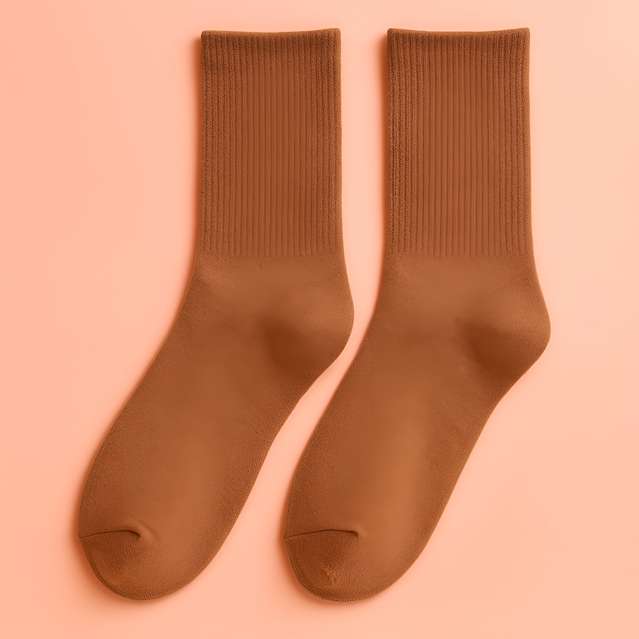 Coffee-brown Melo plush cozy socks, ideal for lounging at home.