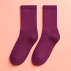 Purple Melo plush winter cozy socks inspired by Japanese loungewear style.