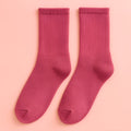 Rose red Melo plush winter cozy socks with soft fluffy interior.